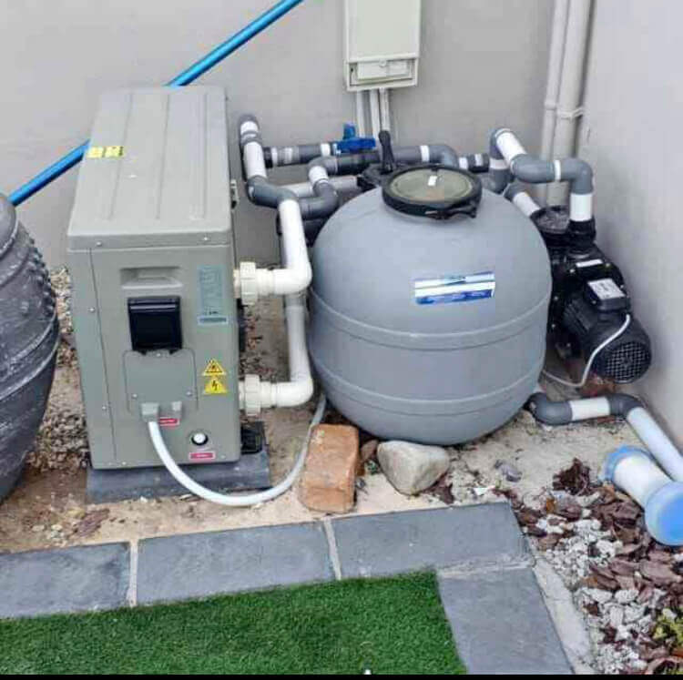 "Complete pool heat pump installation with expert setup and equipment in Cape Town."