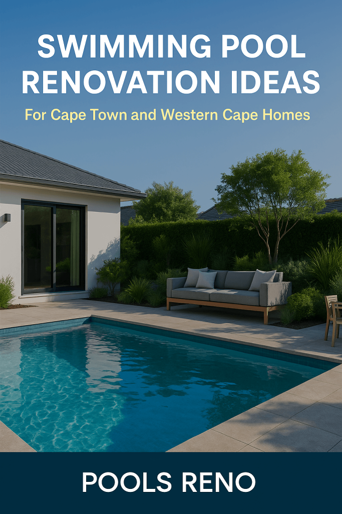Alt Text: Modern poolside oasis in Cape Town featuring sleek design, tropical landscaping, and luxurious outdoor seating.