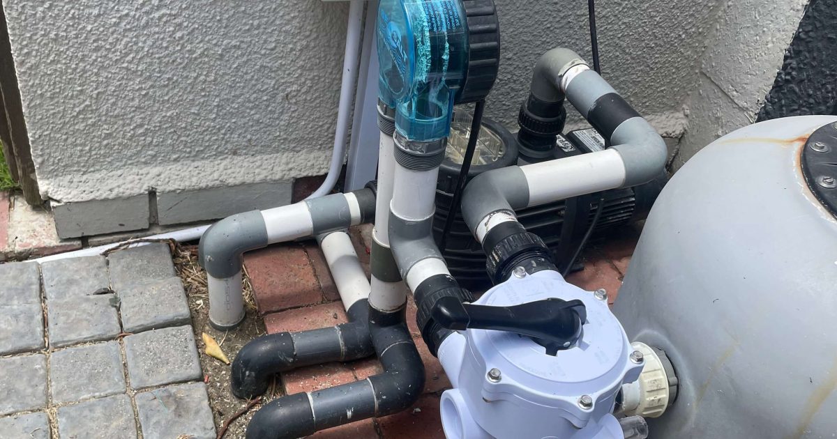 Swimming pool filtration system installed in Somerset West, Western Cape Town, ensuring clean, clear water and efficient pool maintenance for residential properties.
