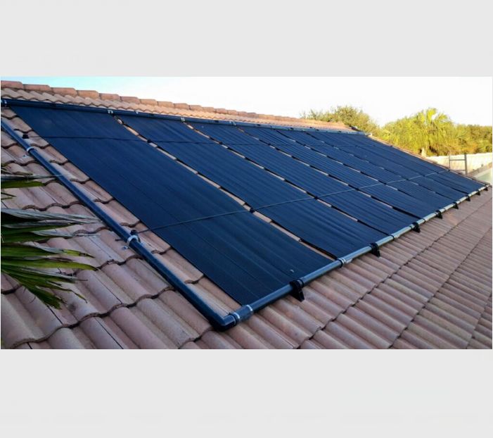 Solar panels used for heating a residential pool in Cape Town