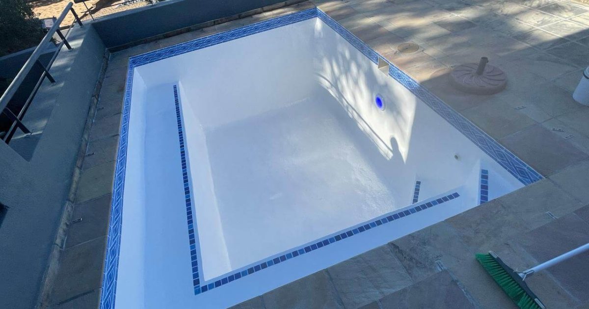 Before and after fibreglass pool renovation in Cape Town home
