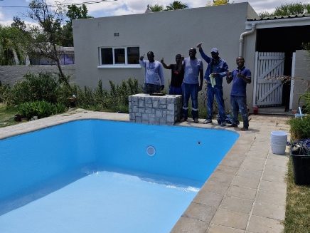 Pools Reno technicians with checklist and tools ready for pool repair callout in Groenvlei