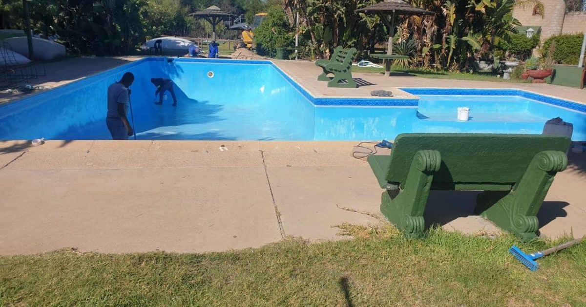 Pools Reno team renovating a commercial swimming pool