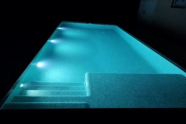 LED pool lighting installed in modern Cape Town backyard