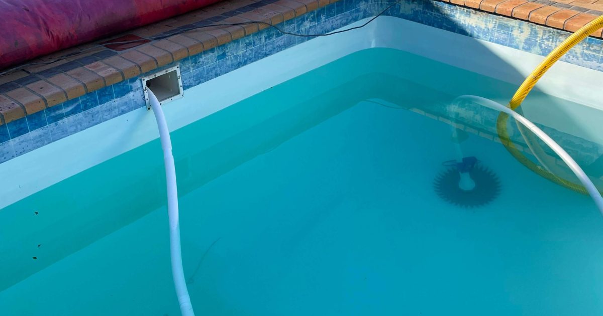 Pool water storage bladder filled with treated water in Cape Town for safe swimming pool maintenance.