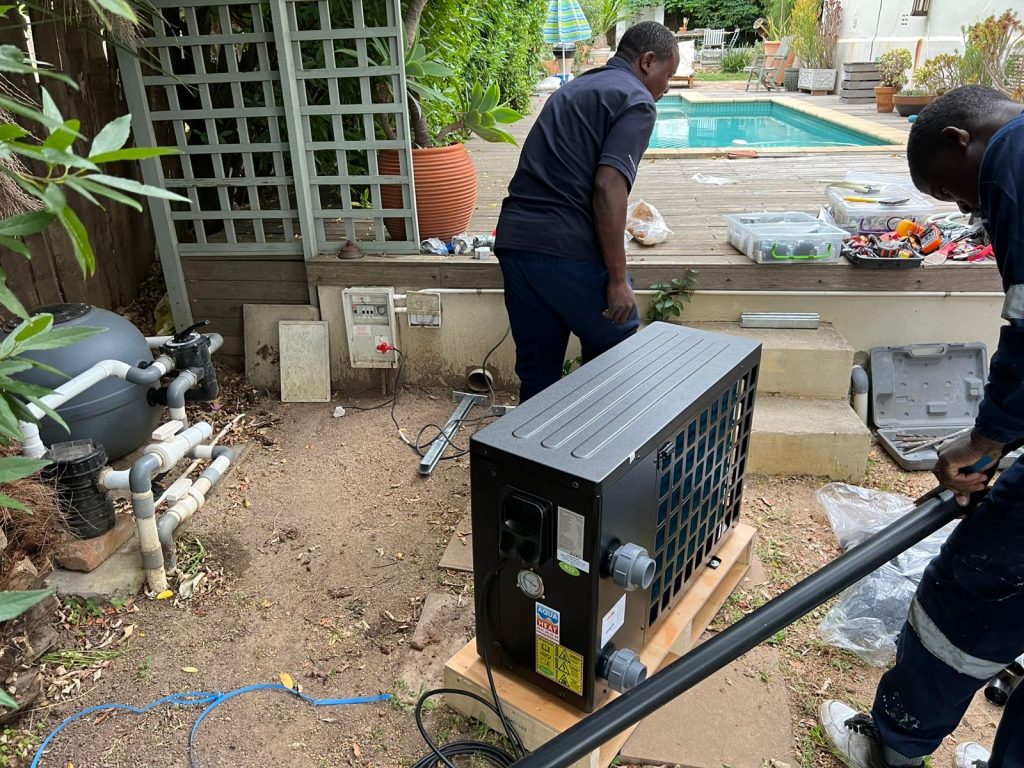 Energy efficient swimming pool heat pump installed in Grabouw