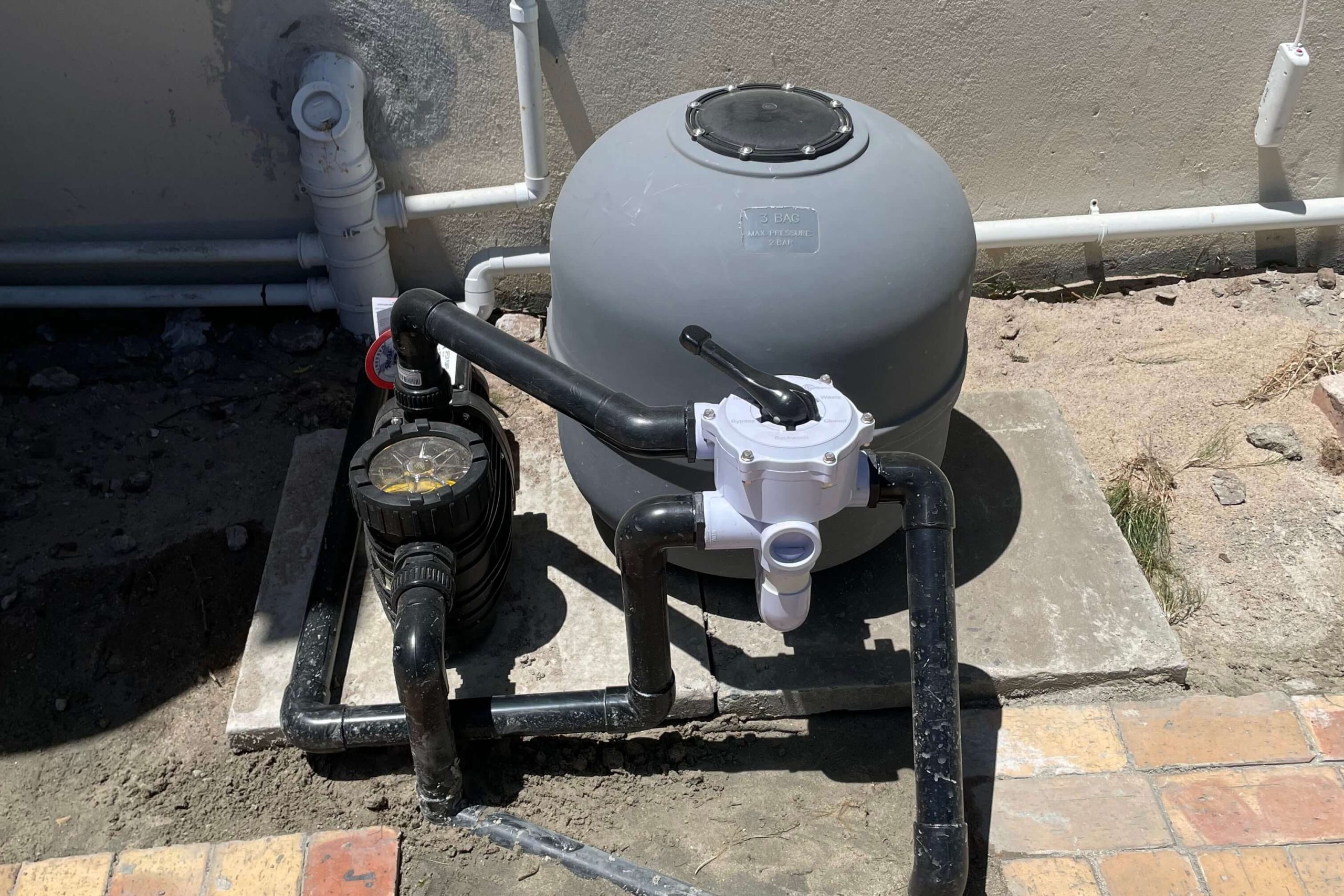 New swimming pool installation with modern filtration system fitted by Pools Reno in Camps Bay