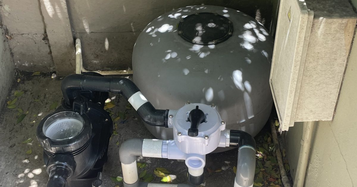 Newly installed pool pump and sand filter system after replacement by Pools Reno in Cape Town, delivering efficient water circulation, improved filtration, and reliable pool performance.