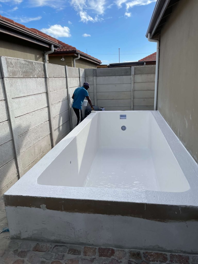 Professional painting and finishing of a concrete pool in Cape Town for a sparkling clean look
