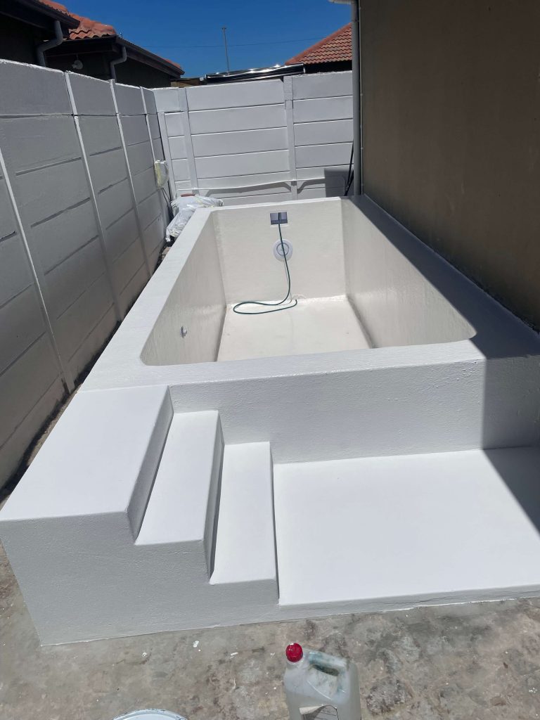 Professional painting and finishing of a concrete pool in Cape Town for a sparkling clean look