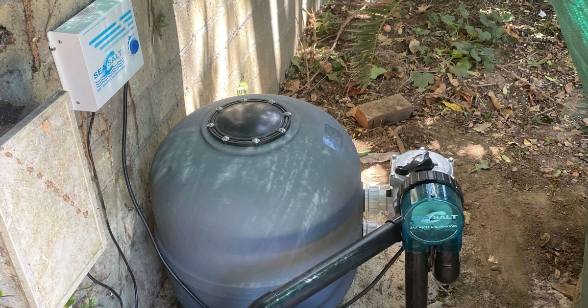 High-end saltwater pool chlorinator system professionally installed on a luxury residential swimming pool in Camps Bay, enhancing water clarity, comfort, and low-maintenance performance by Pools Reno.