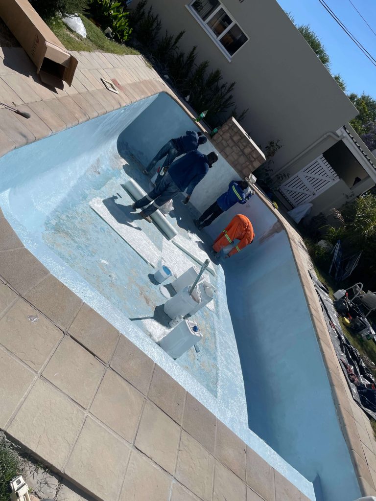 fibreglass pool relining process Paarl surface preparation and installation stage