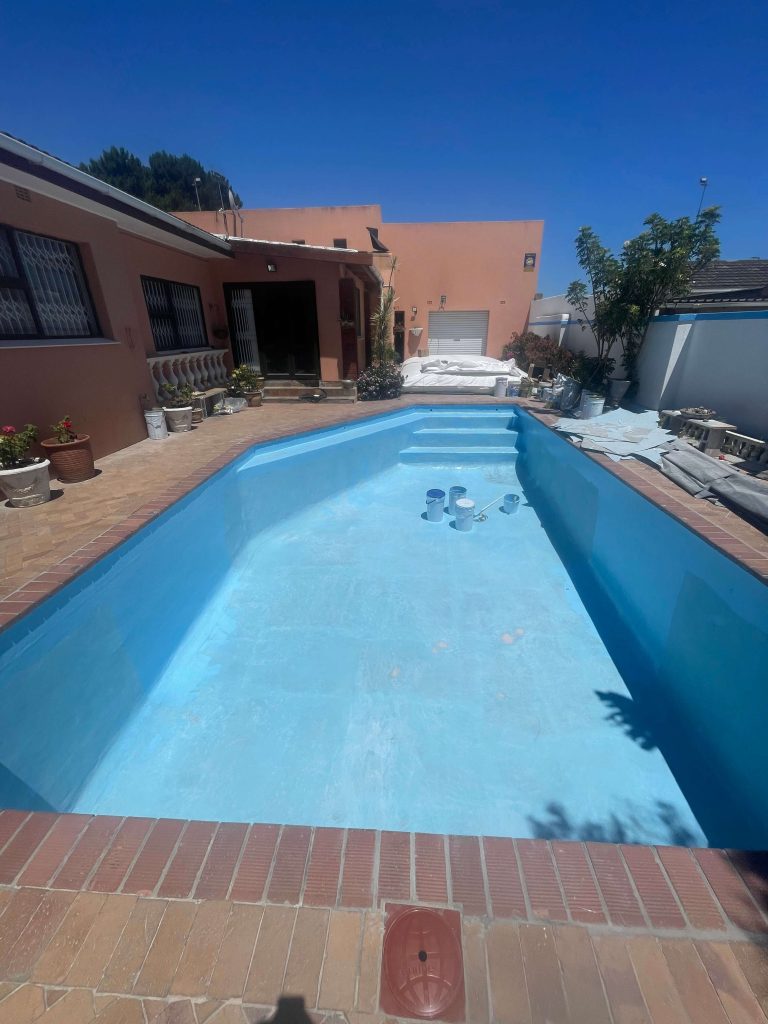 pool renovation Brackenfell sanding stage before fibreglass coating