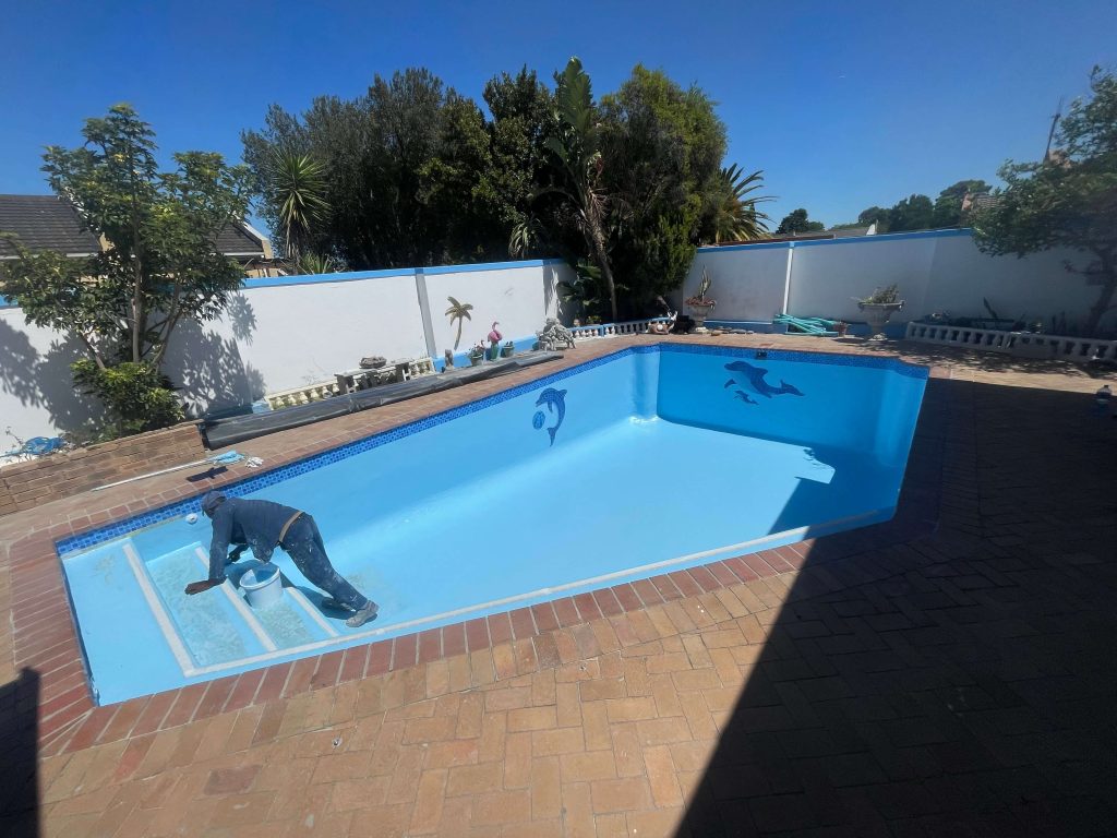 concrete pool relined with fibreglass in Brackefell Cape Town