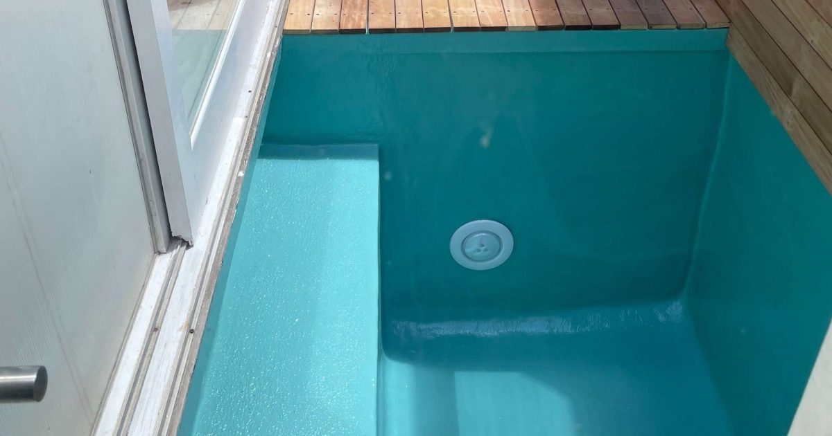 teal green fibreglass pool renovation Observatory Cape Town smooth modern finish