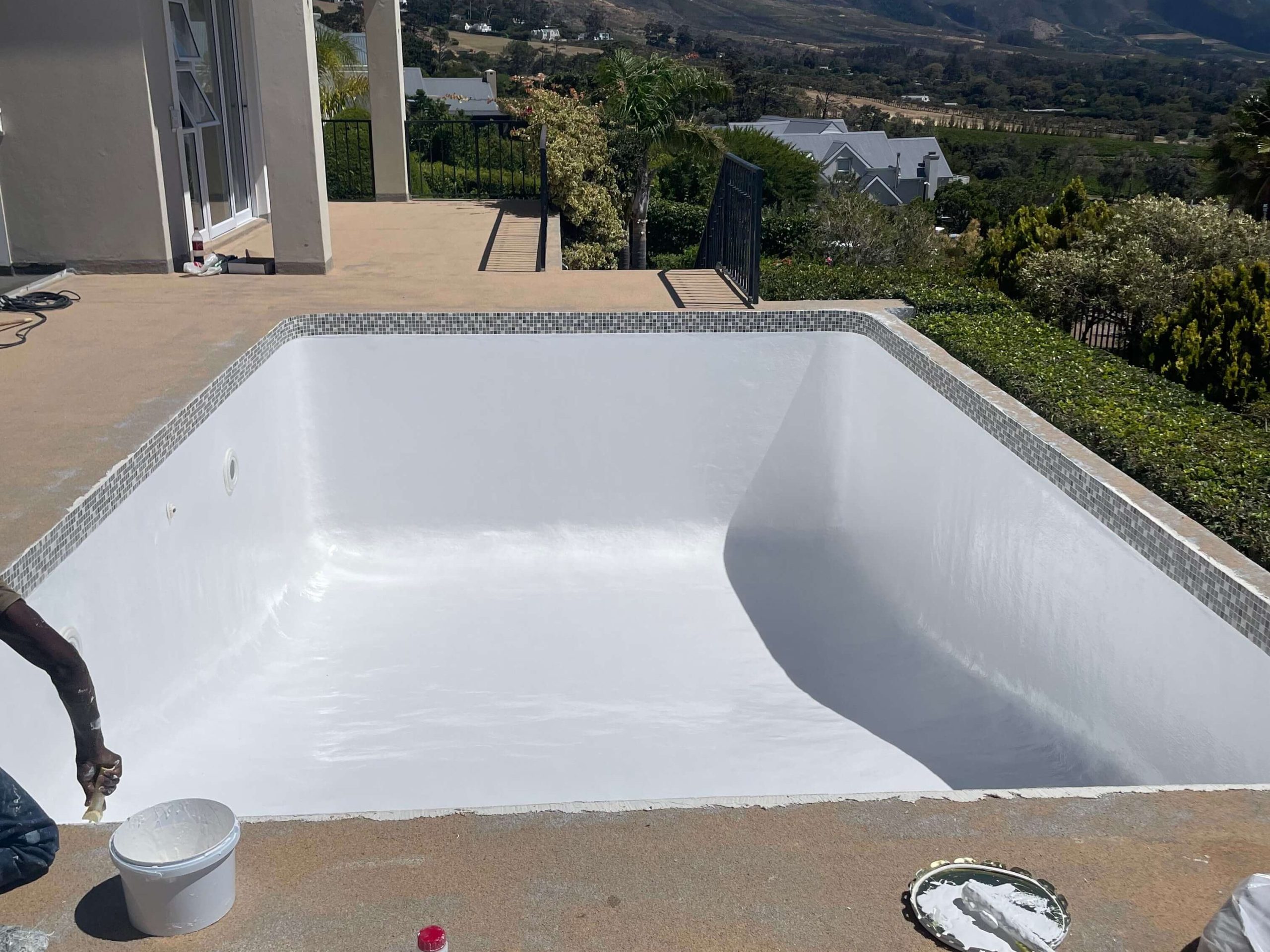 Luxury fibreglass pool relining in Constantia with modern smooth finish