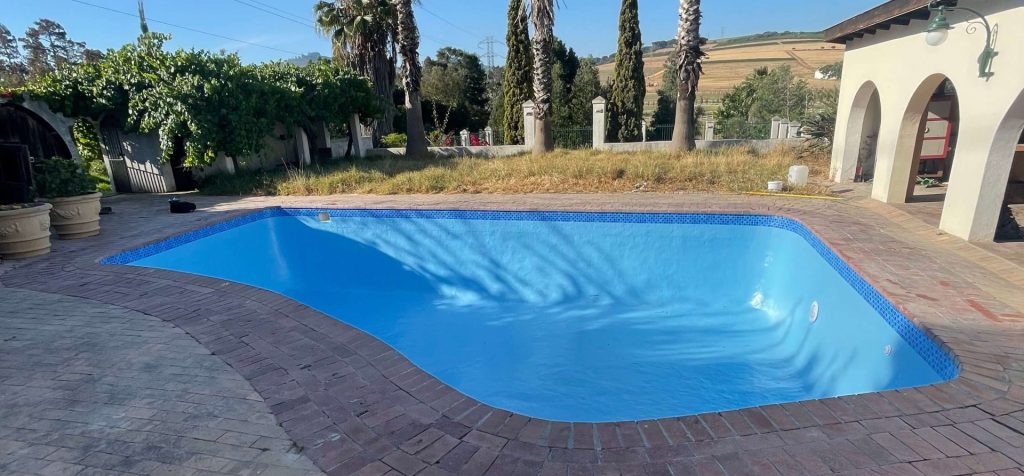 Old marbelite swimming pool after fibreglass renovation in Cape Town