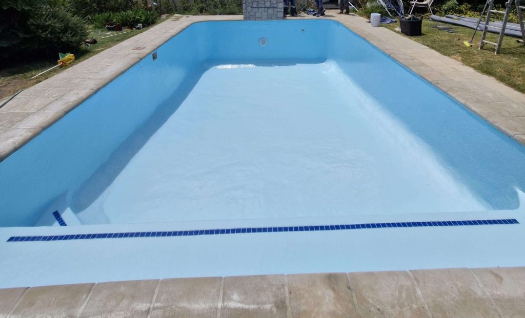 Modern fibreglass lined swimming pool renovation completed in Yzerfontein Western Cape