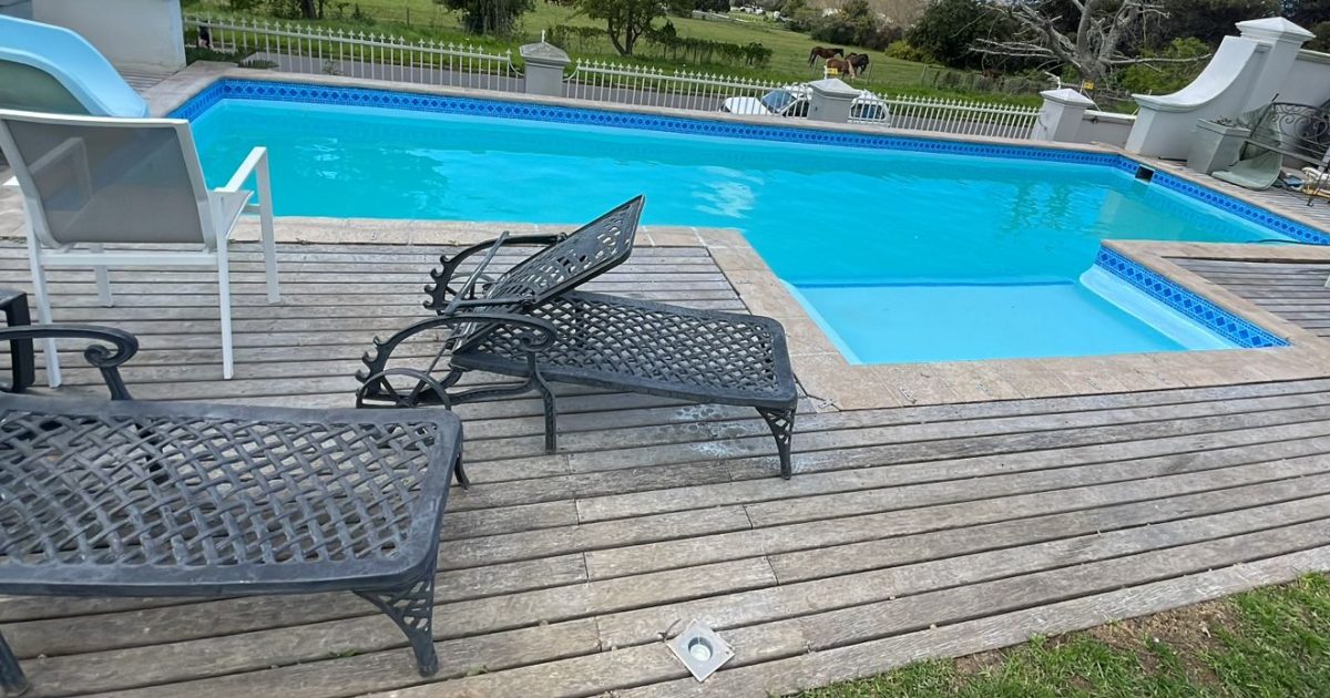 Swimming pool renovation completed in Darling Western Cape luxury home