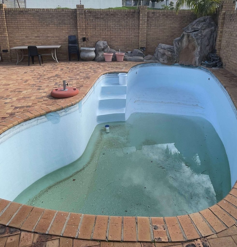Fibreglass pool renovation before and after Cape Town